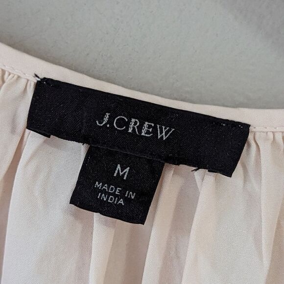 J. Crew Women's Cotton Poplin Puff Sleeve Button Front Jumpsuit M Palest Peach - Picture 8 of 13